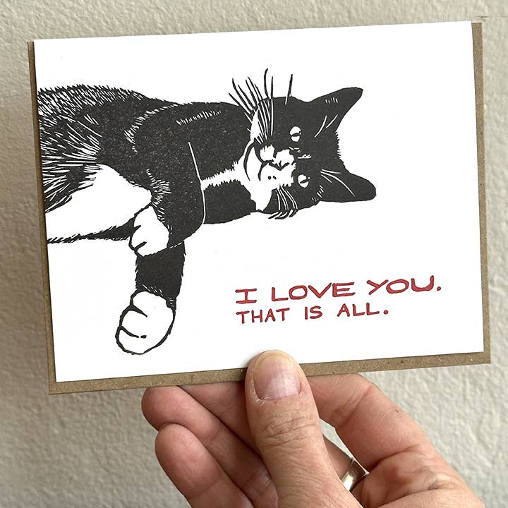 Lynn-oleum - Wholesale Love Card - Cat Love You LETTERPRESS CARD1