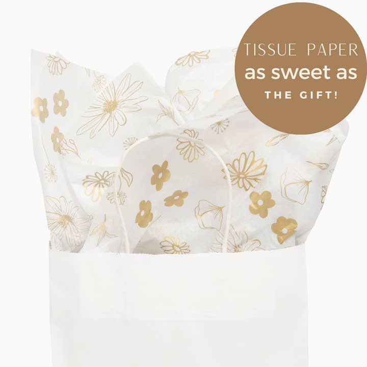 Lain & Lou – wholesale Tissue paper – Gold Floral Tissue Paper Pack of 25 Sheets Cute Tissue Paper3