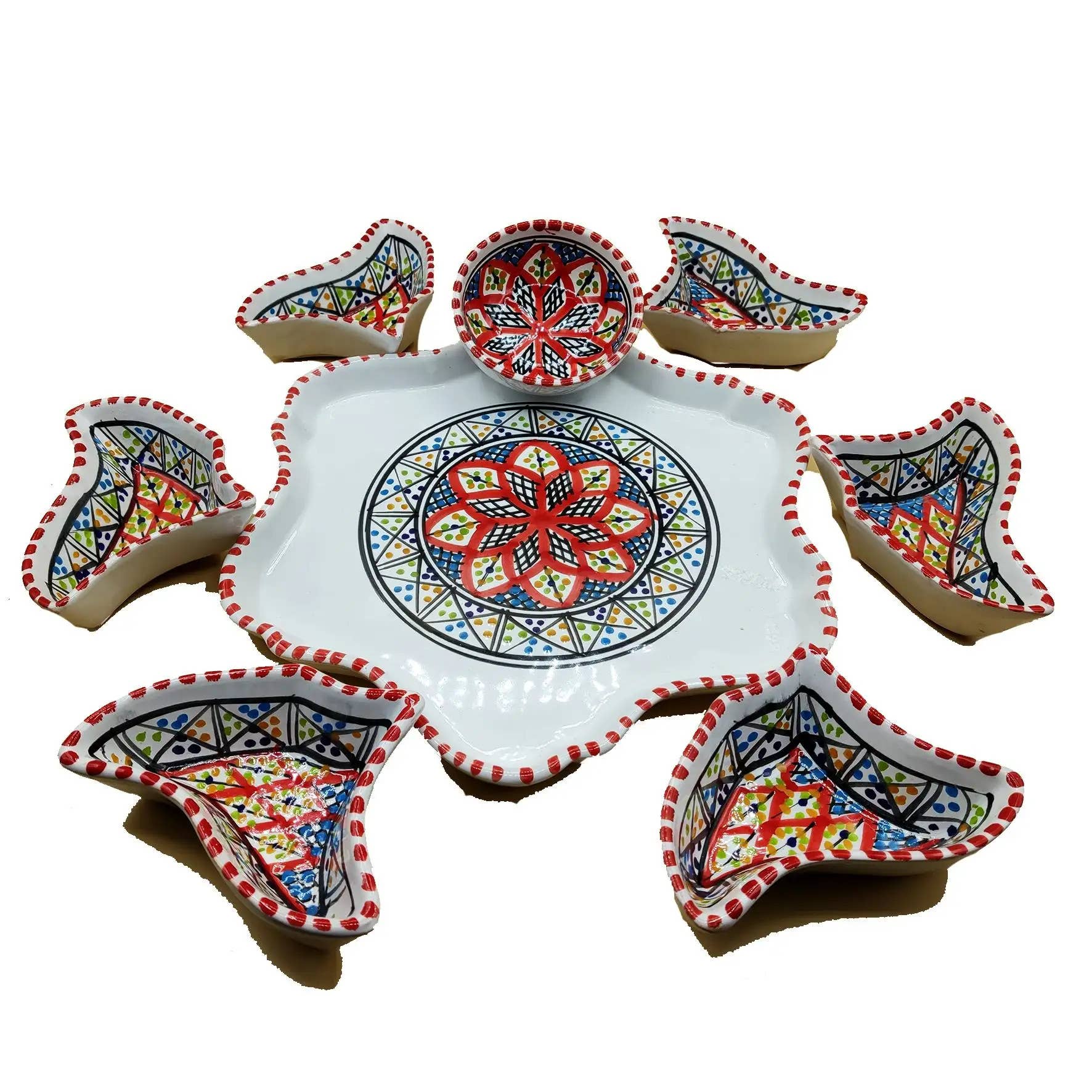 Etnico del Mondo - Wholesale Appetizer Serveware - Tunisian Hand-Painted Ceramic Flower Appetizer Dish #22