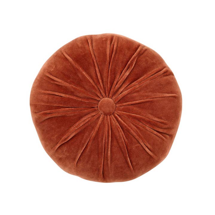 Casa Amarosa - Wholesale Throw/Decorative Pillow - Mini Velvet Round Handmade Pillow, Rust - 11 Inch