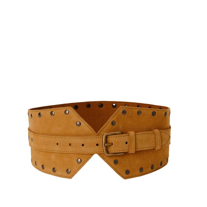 Bred brunt mockabälte med nitar - för wholesale av JUAN·JO GALLERY (Leather Gallery, SCP)