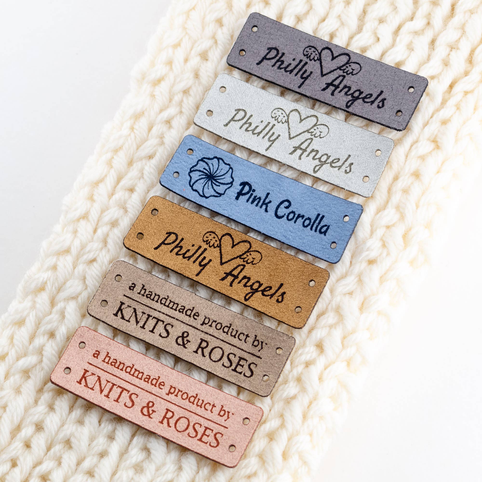 minimize custom tags - Wholesale Gift Tag Label - Custom Rectangle Faux Suede Labels - 2.16" x 0.7910