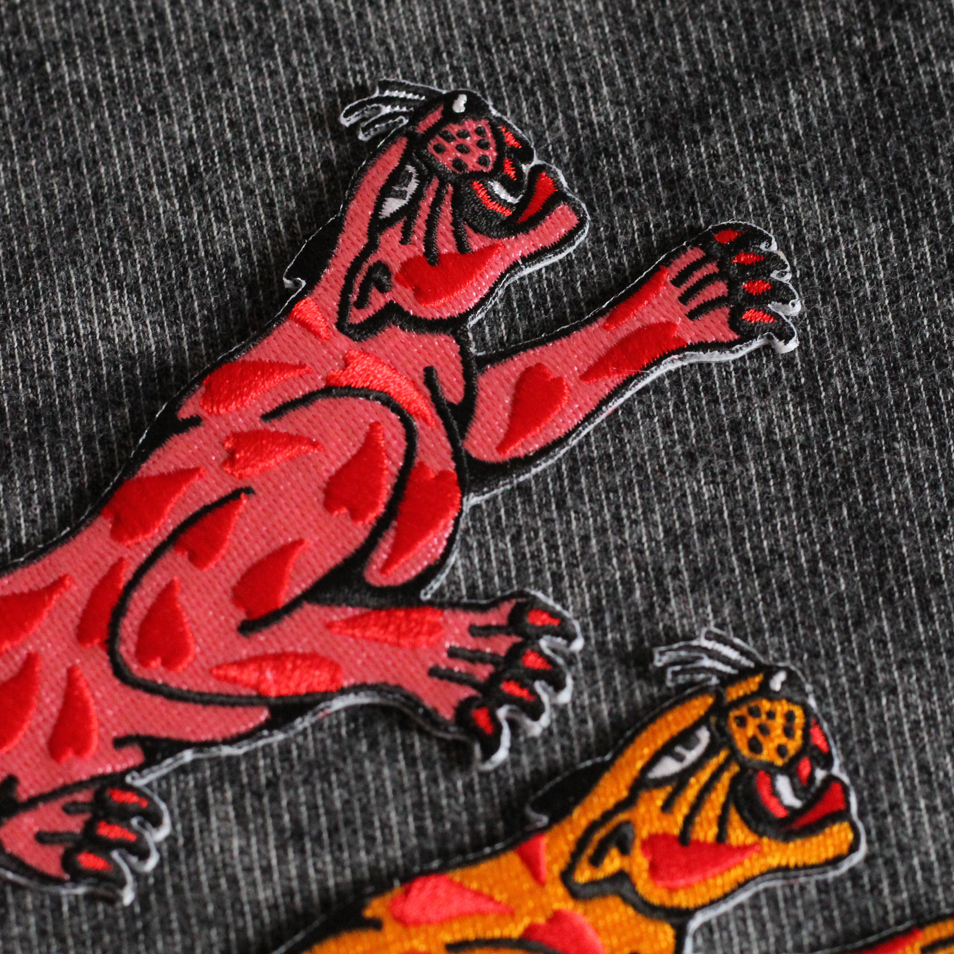 Cousins Collective - Wholesale Patch - Heart Panther Embroidered Iron On Patch - Pink1