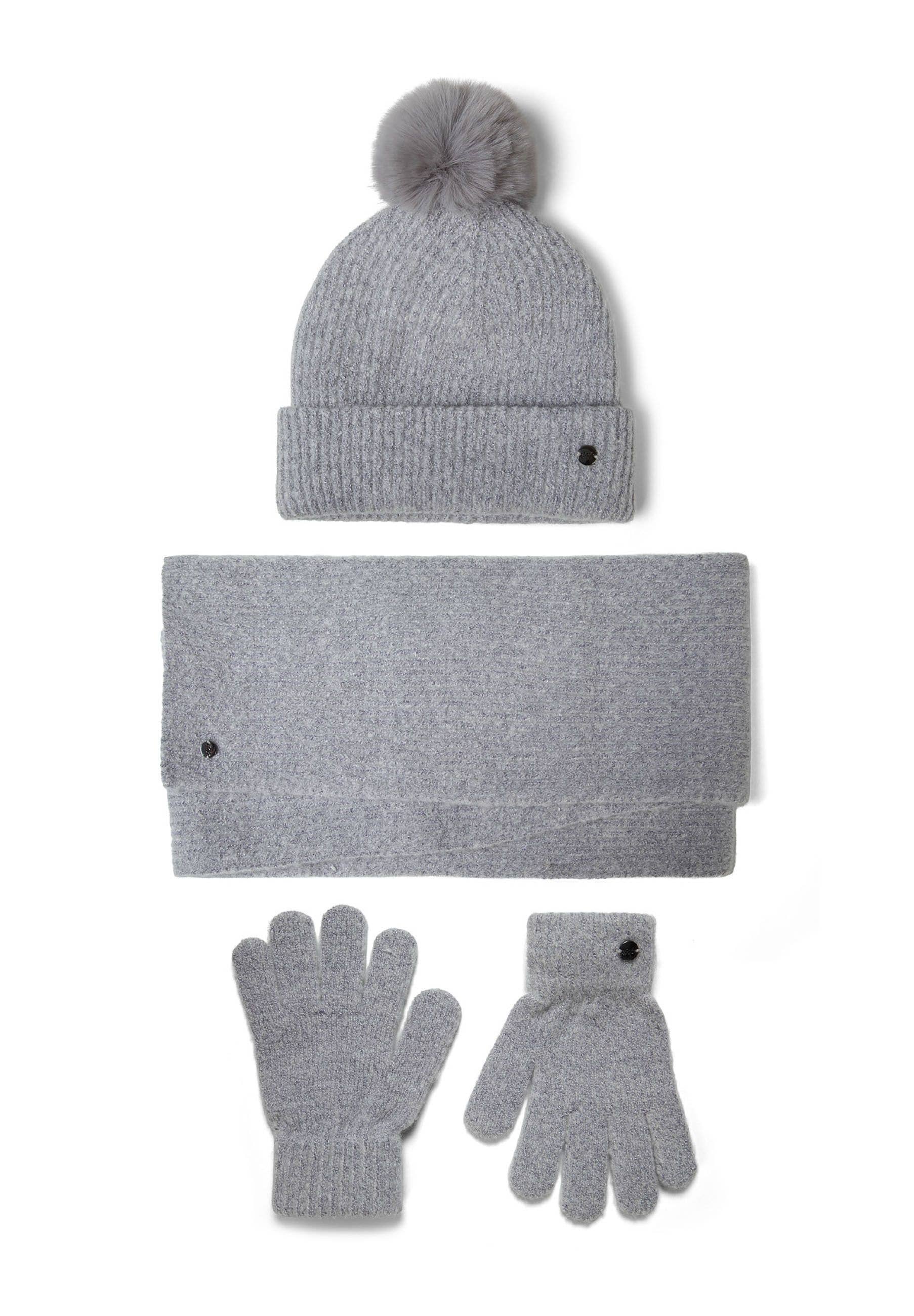 Minoti sp. z o.o. – Chapéu - Crianças por atacado – Conjunto de inverno de 3 peças para meninas: gorro, cachecol e luvas rosa.1