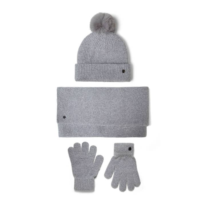 Minoti sp. z o.o. – Chapéu - Crianças por atacado – Conjunto de inverno de 3 peças para meninas: gorro, cachecol e luvas rosa.1