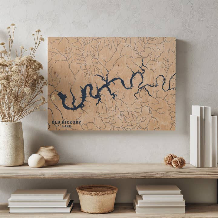 Old Hickory Lake Tennessee Custom Lake Map for wholesale by Benoit's Design Co.