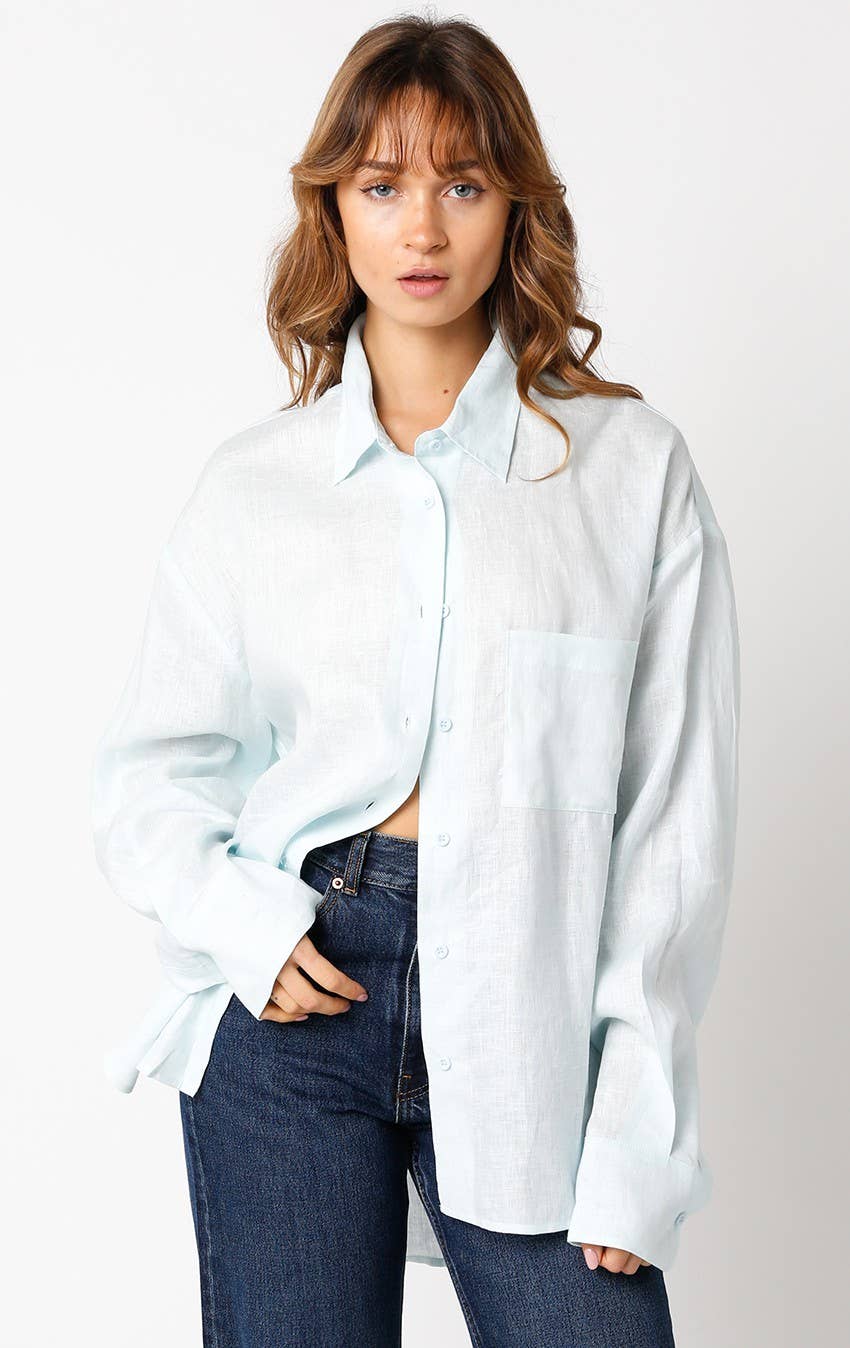 Olivaceous – wholesale Buttoned-down shirt – Women's – Helen Linen Shirt7