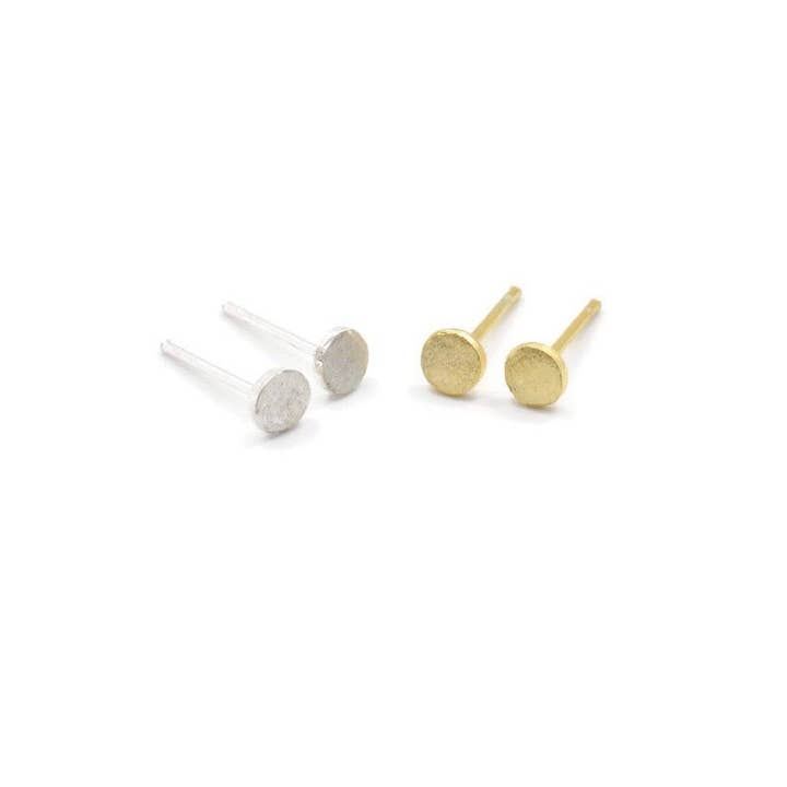 Cali Findings - Wholesale Stud/Post Earrings - Sterling Silver Circle Earring Posts, Mini Disc Texture