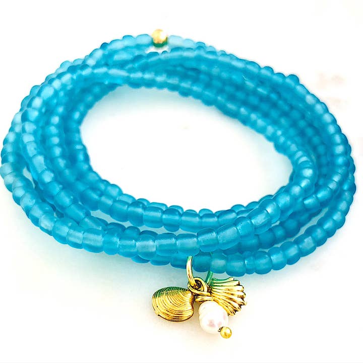 Wickelarmband, stapelbar, Anhänger aus Glasmessing, Perle, Türkis für den Großhandel von ShellyCakes