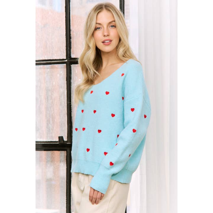 Sweet Generis - Vente Pull en maille – femme - PULL CARRÉ EN TRICOT À MOTIF CŒUR35