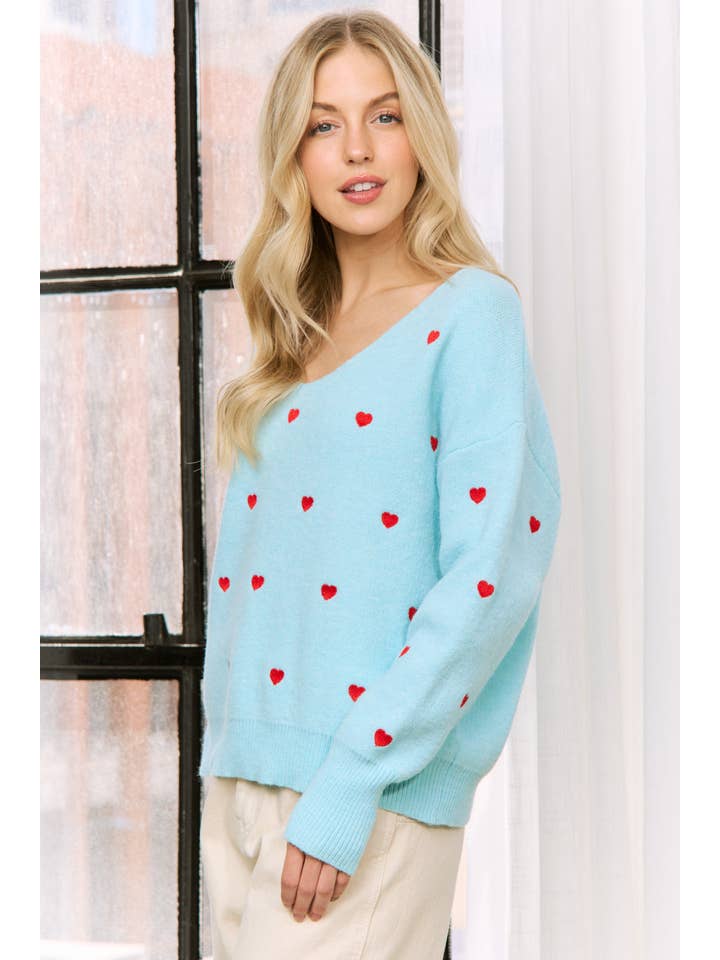 Sweet Generis - Wholesale Knit Sweater - Women's - HEART PATTERN BOXY KNIT PULLOVER SWEATER6