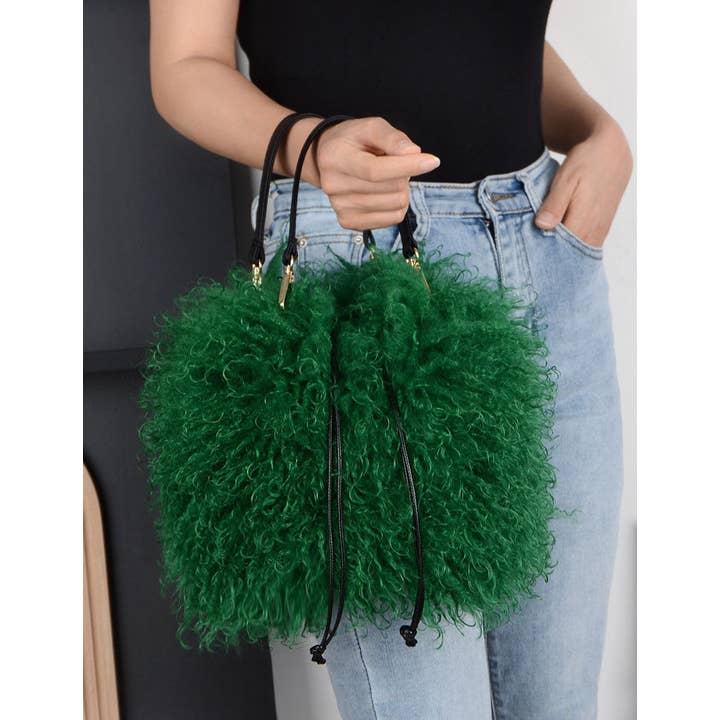 Sweetkama - Wholesale Top Handle Bag - Women's - Ladies Faux Mongolian Fur Hand Bag SKABG4093