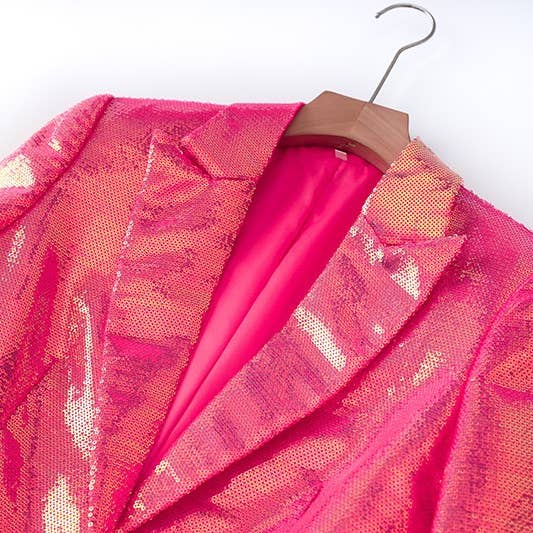 Fushcia SET051 Sequin Blazer & Shorts Set - Fashion Two-Piece for wholesale on Faire4