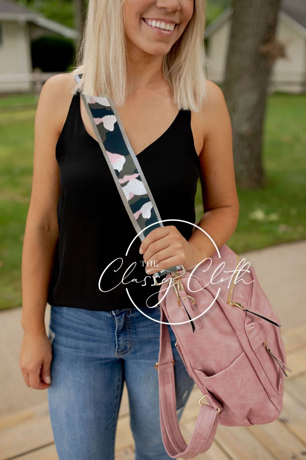 The Classy Cloth WS - Wholesale Backpack - Women's - Chloe Convertible Backpack - Blush - Grey Pink Camo RTS1