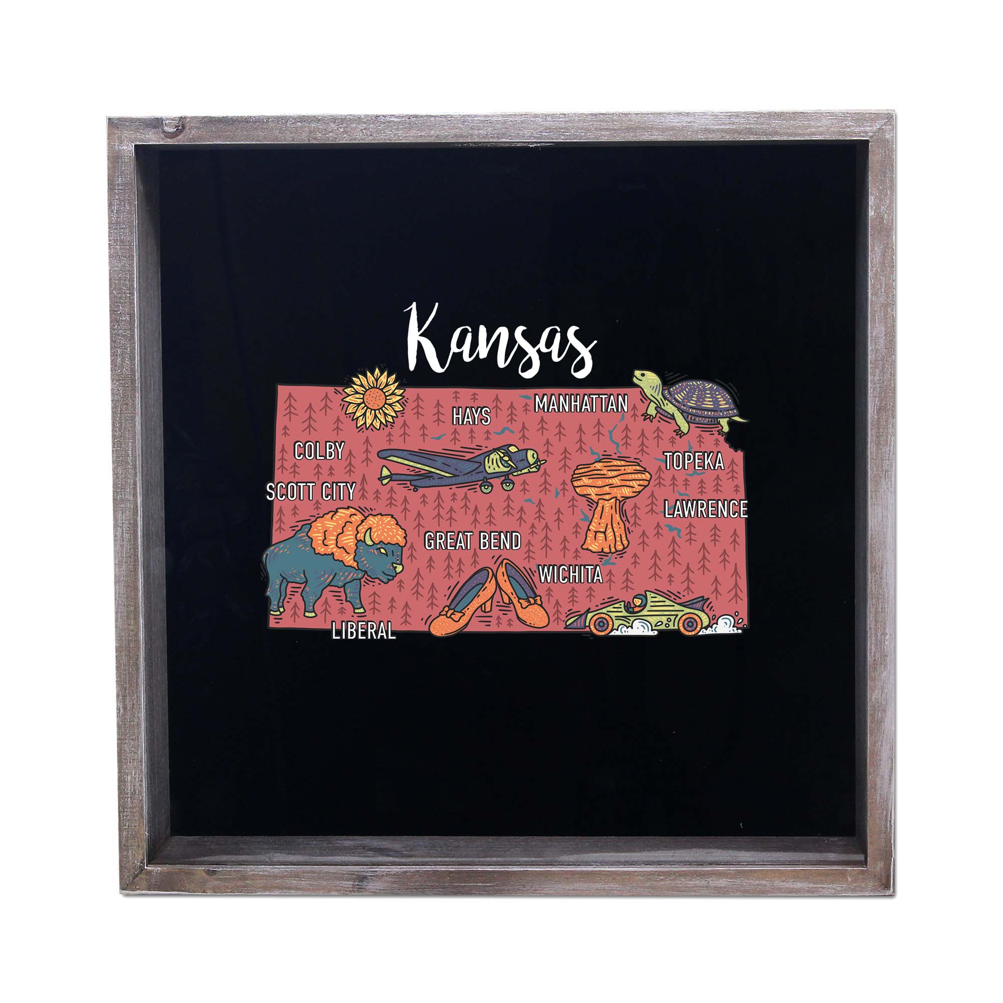 Torched Products - Wholesale Sign - State Map Design Shadow Box - Gray13