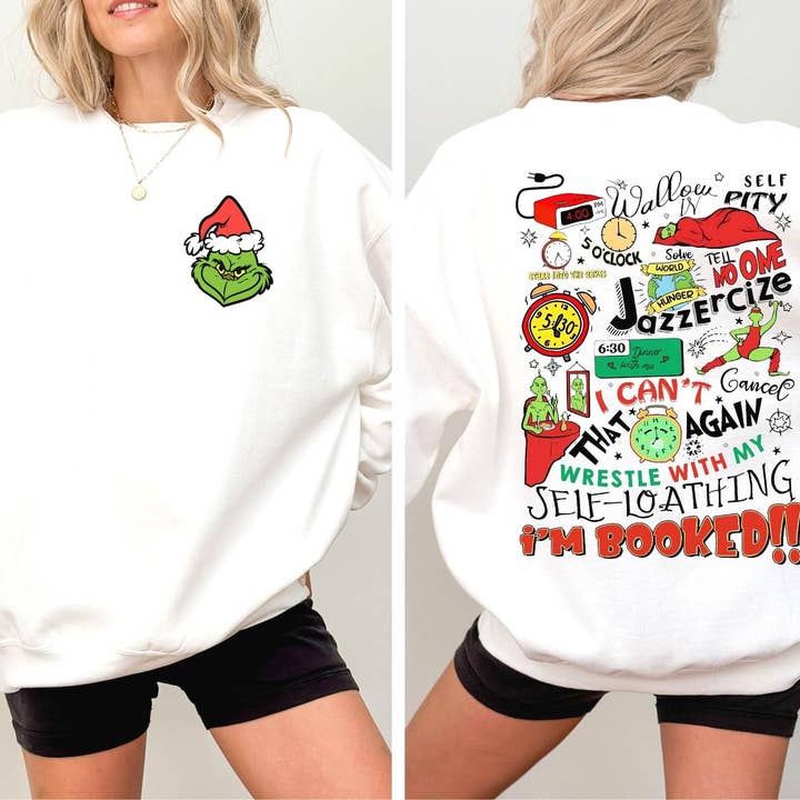 TheKingShirt - Wholesale Graphic Sweatshirt - Women's - Grinch Jazzercise Sweatshirt - Merry Grinchmas Two-Sided Tee