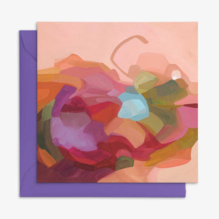 Carte artistique Sweet Peach | Carte de vœux vierge | Carte abstraite pour la vente par Susannah Bleasby Art