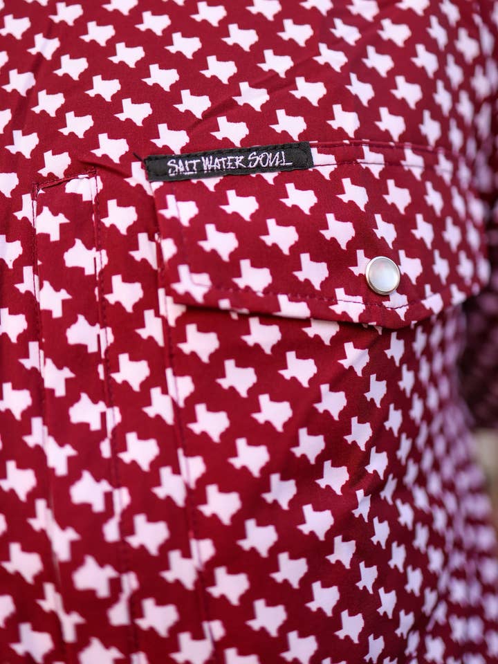 SALT WATER SOUL - Wholesale Button Down Shirt - Men's - The Maroon Pearl Snap Fishing Shirt3