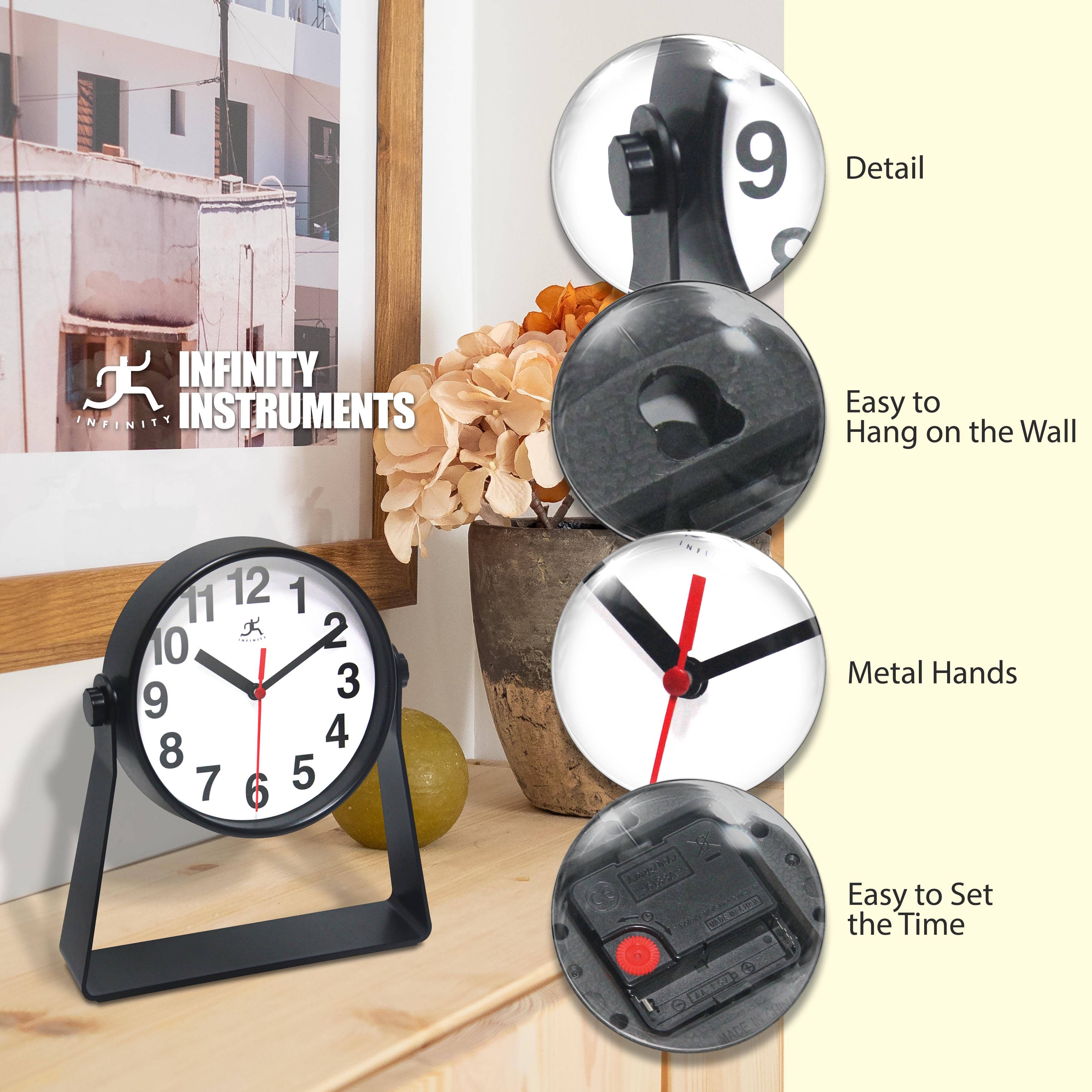 Infinity Instruments - Wholesale Desk Clock - Table Clock Irregular Black  Tabletop Clock 9 Inch3