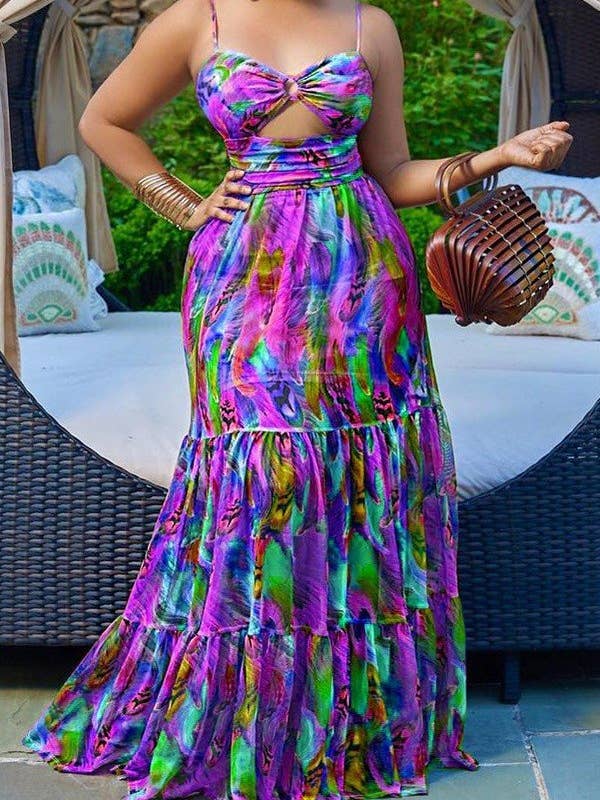 Floral Embroidered Sleeveless Halter Dress for wholesale by Aria Romance