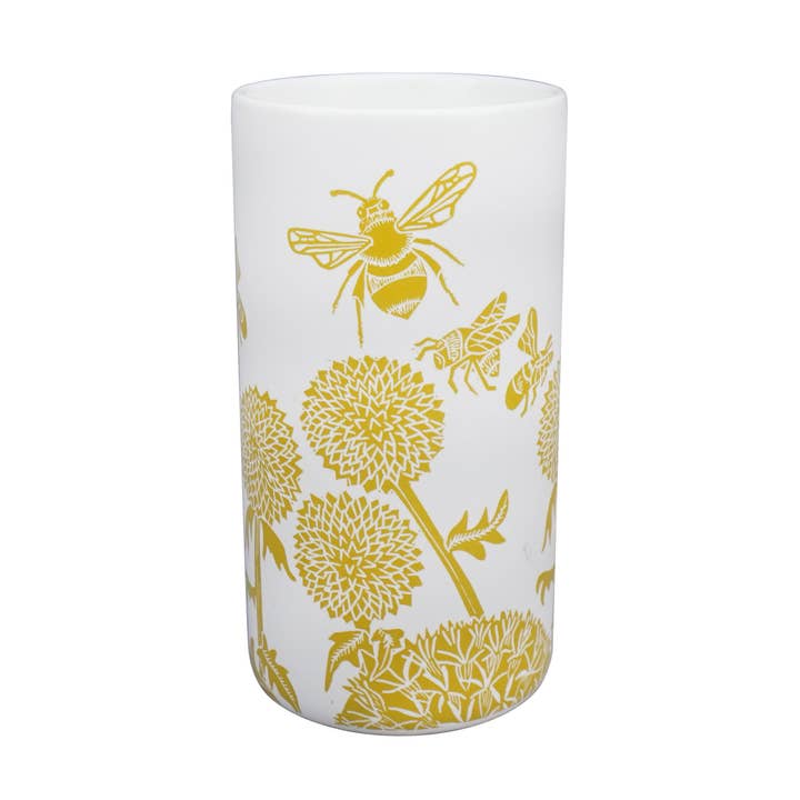 Ceramic Vase Bee Dandelion Mustard Yellow for wholesale by Half Moon Bay By Design