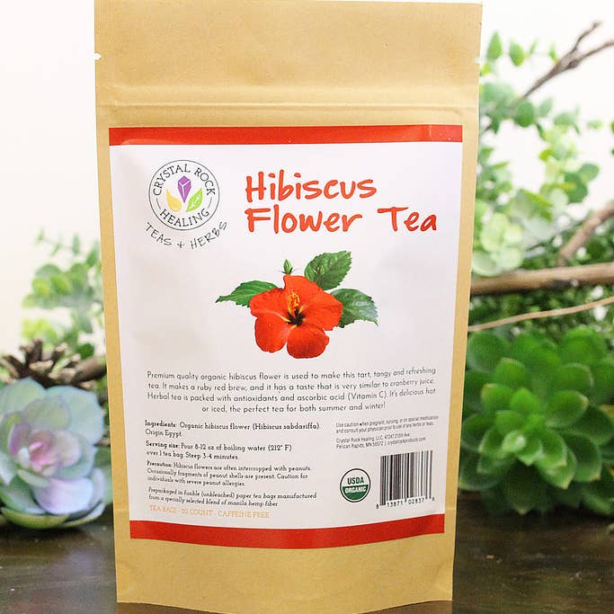 Crystal Rock Healing, LLC - Wholesale Tea Bags - Hibiscus Flower Tea Bag 20ct Organic