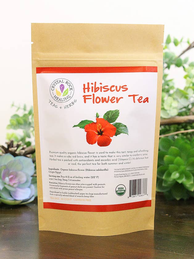 Hibiscus Flower Tea Bag 20ct Organic for wholesale by Crystal Rock Healing, LLC