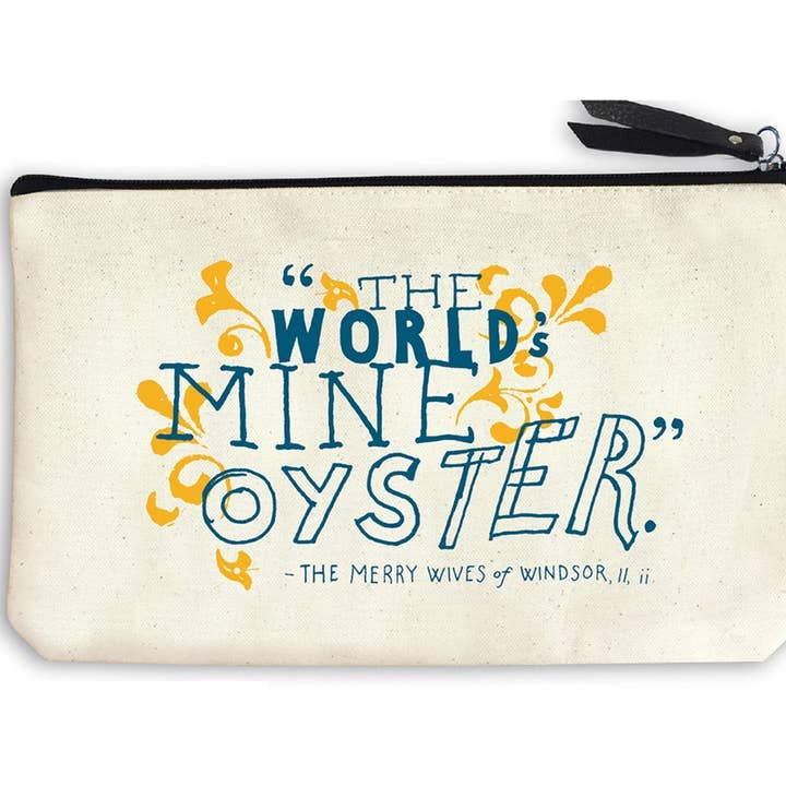 Shakespeare Mine Oyster Zipper Pouch Canvas Bag for wholesale by Nelson Line