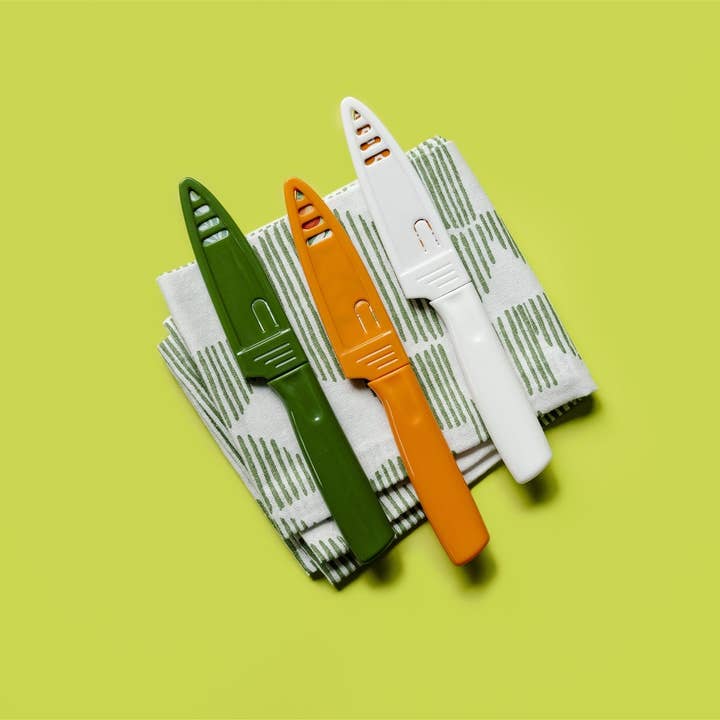 Dura Living LLC - Wholesale Knife Set - 3 Piece Printed Knife Set with Sheaths, Orange Zest1