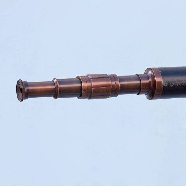 Hampton Nautical - Wholesale Telescope/Microscope - Kids - Floor Standing Bronzed With Leather Galileo Telescope 65"