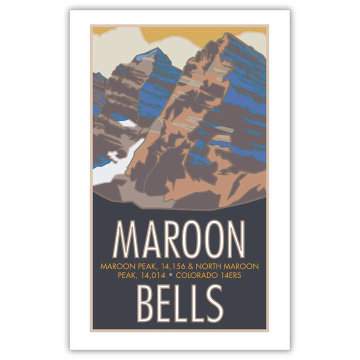 Maroon Bells, Colorado - Colorado 14er - Posters for wholesale by M&W Design Co - Travel Posters