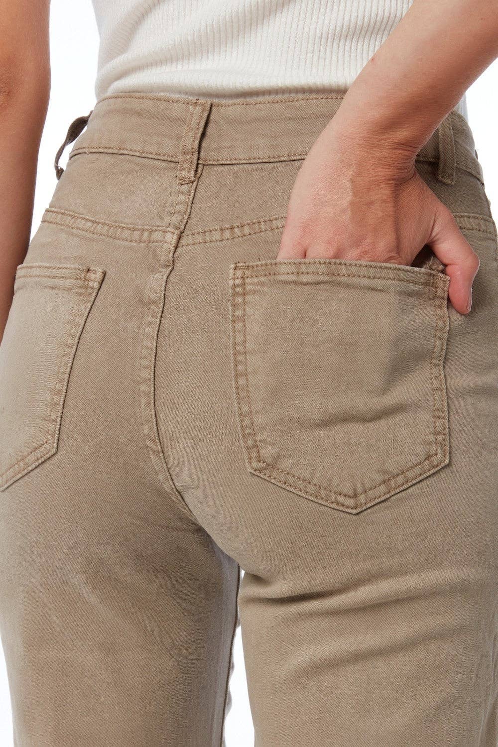 Straight Jeans With Gold Buttons At the Side in beige for wholesale on Faire4