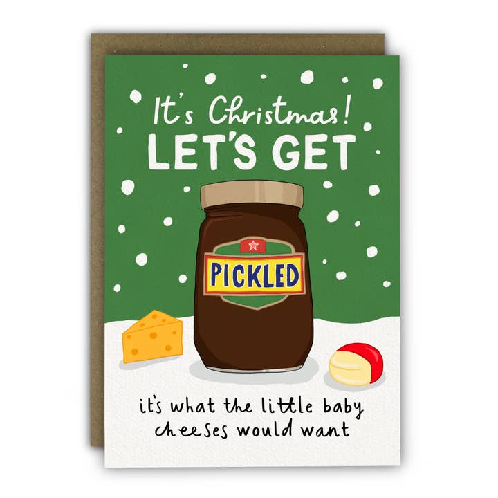 RUNNING WITH SCISSORS - Wholesale Christmas Card - Funny Christmas Card - A6 - Let’s Get Pickled Baby Cheeses