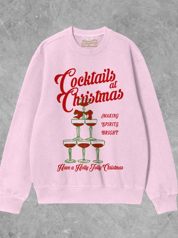 Cocktails til jul, Champagne Boxy Cotton Sweatshirt for engroshandel hos The Clandestine Underground