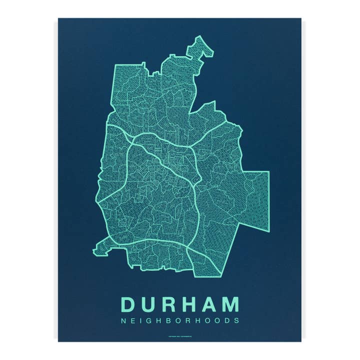 Native Maps - Wholesale Poster - Durham, NC Neighborhood City Map Poster5