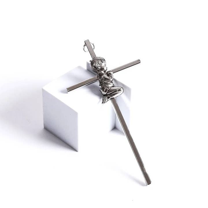 Swanson Christian Products - Wholesale Wall Cross - Wall Cross Baptism Boy Silver 6"
