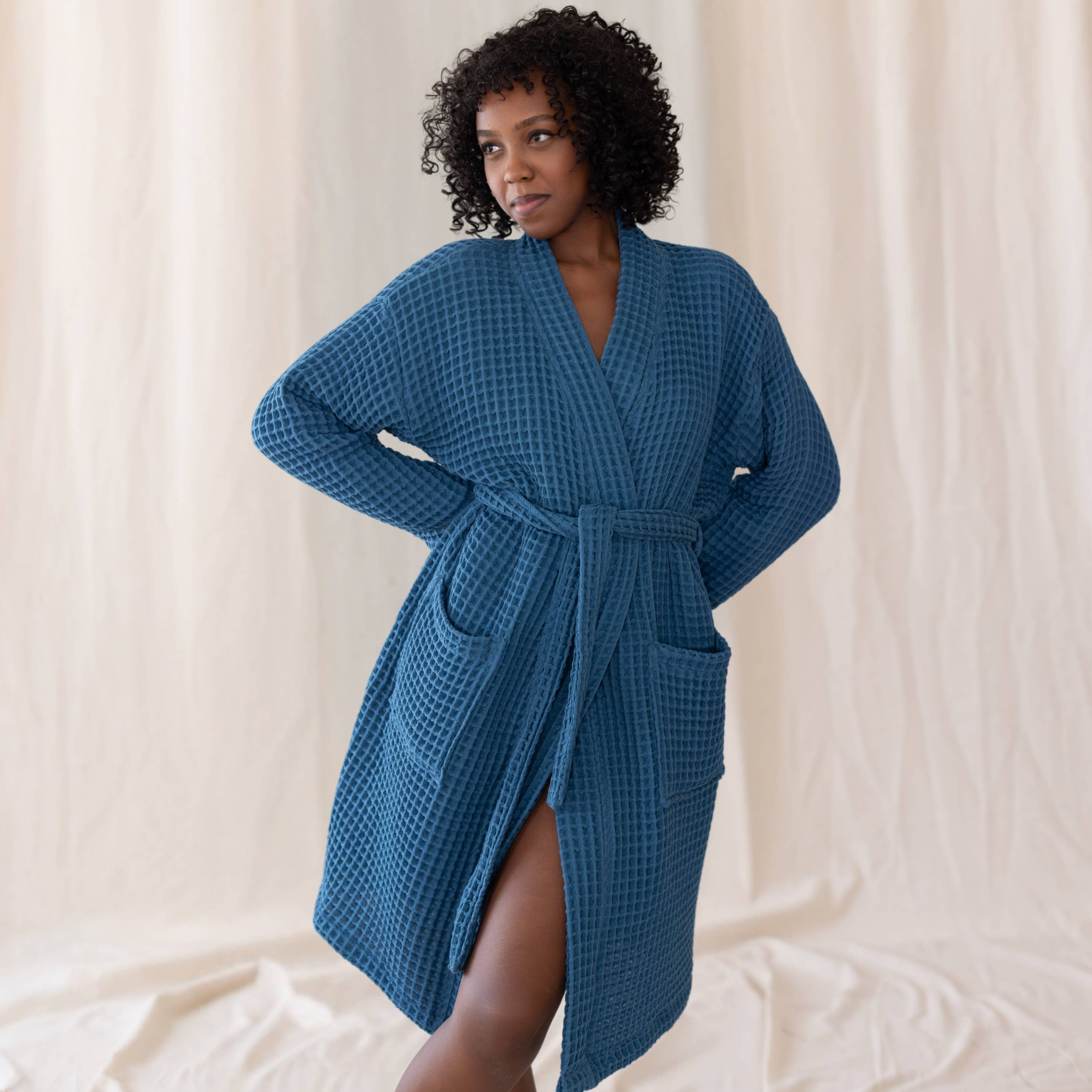 Vivamaison - Wholesale Robe - Unisex - Luxurious Waffle Kimono Bathrobe, 100% Cotton, Unisex Style28