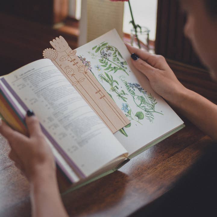 milin - Venta al por mayor Marcapáginas - Marcador de libro de madera con diseño de flor4