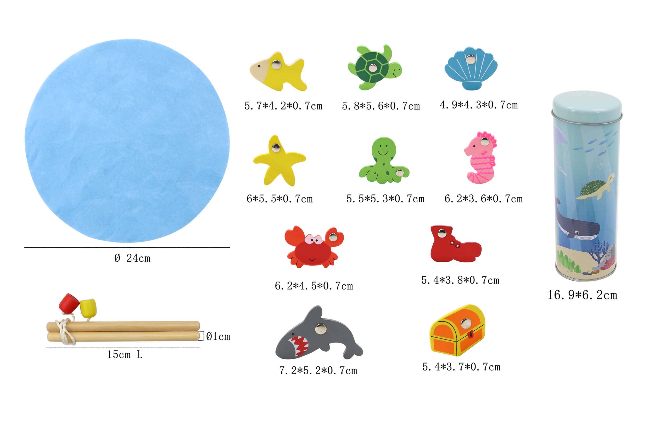 ToysLink - Wholesale Toy Set - Kids - Fishing Game In Tin 6Pcs/Inner1