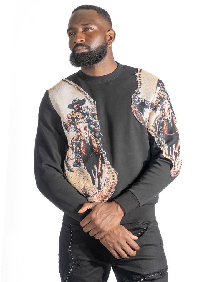 M4374 Ferdoni Crewneck Sweatshirt - Black for wholesale by Makobi