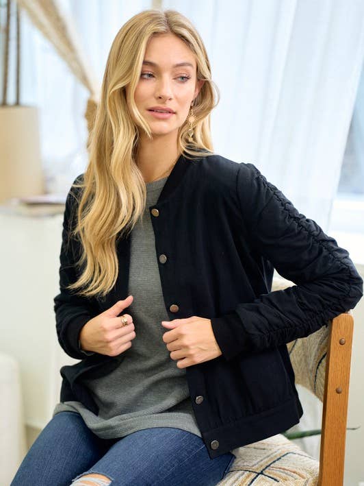 Casaco Bomber Manga Shirred - 10253J por atacado de Doe and Rae