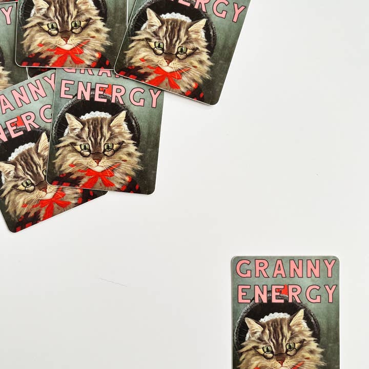 The Coin Laundry - Wholesale Sticker - Granny Energy Funny Cat Sticker