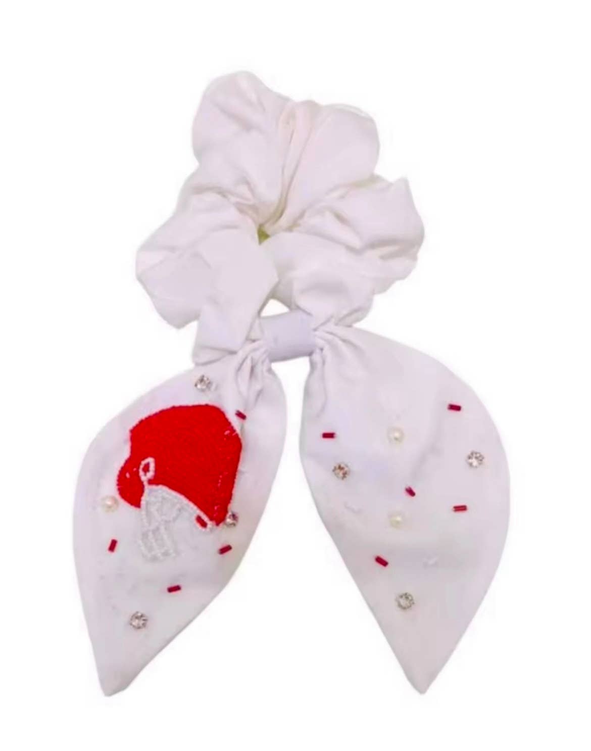The Heady Chic - Vente Chouchou – femme - Casque de football rouge et blanc Scrunchie0