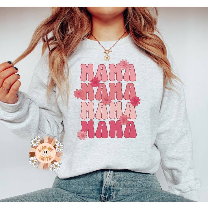 Mama Valentines sweatshirt met bloemenprint voor wholesale door Rad & Cove
