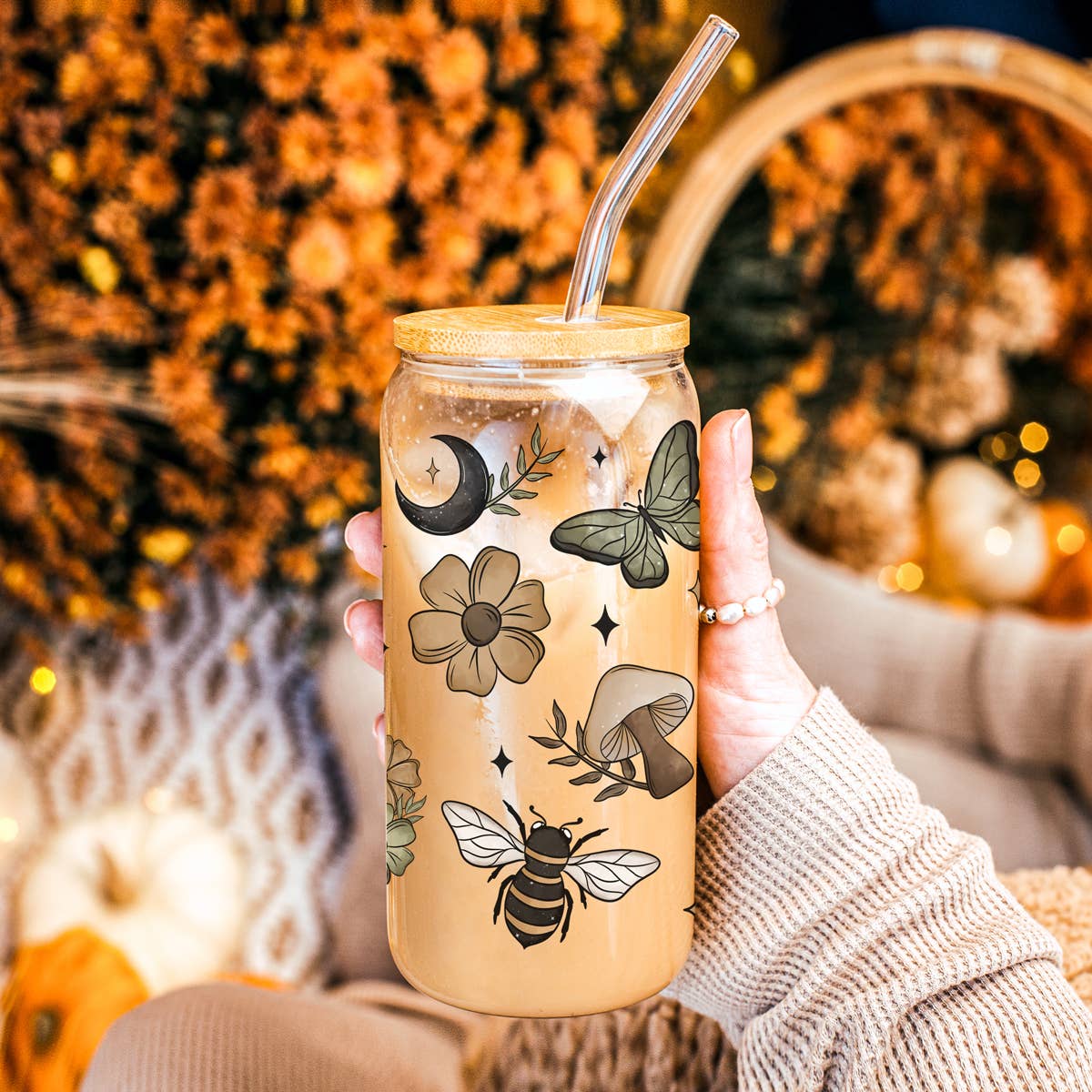 Gia Roma - Wholesale Drinking Glass/Cup - Vintage Santa Christmas Glass Tumbler with Straws & Wood Lid200