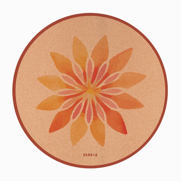 Tapis de yoga rond en liège Solar Bloom | Multi-usages | 53" de diamètre pour la vente par Scoria World Inc.