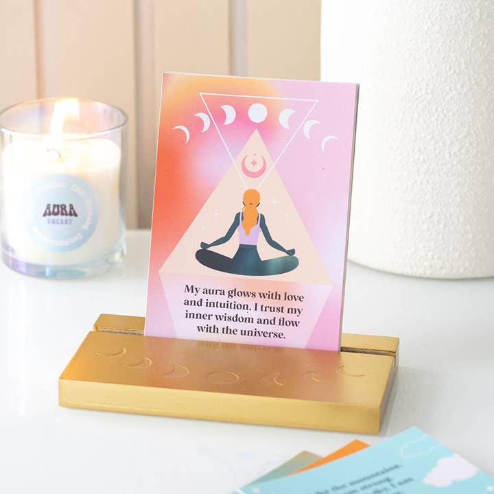 Aura Affirmation Cards with Wooden Stand for wholesale by Something Different Wholesale