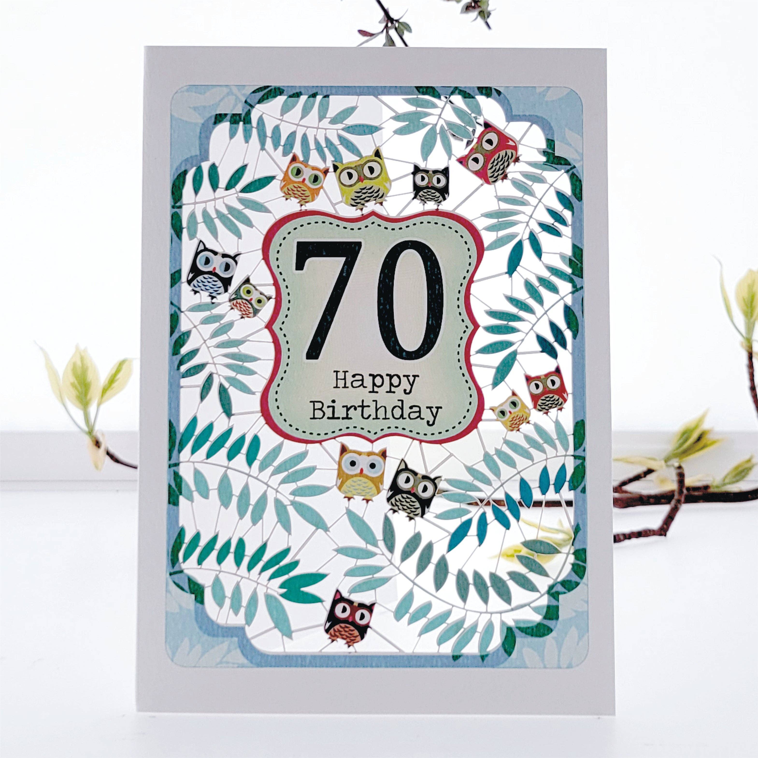 Forever Cards Ltd – wholesale Birthday card – Age 70 Birthday Card, 70TH Celebration, Owls Design0