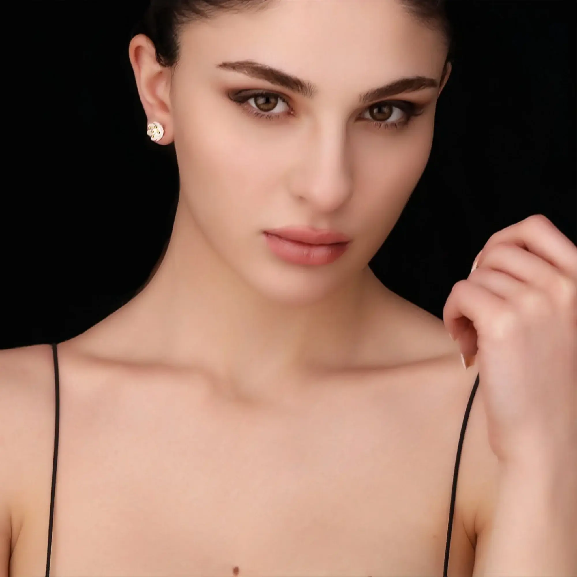 MadamLili - Vendita all'ingrosso Orecchini a bottone - Orecchini a lobo bicolore in argento sterling 925 «ranuncoli» - OH1