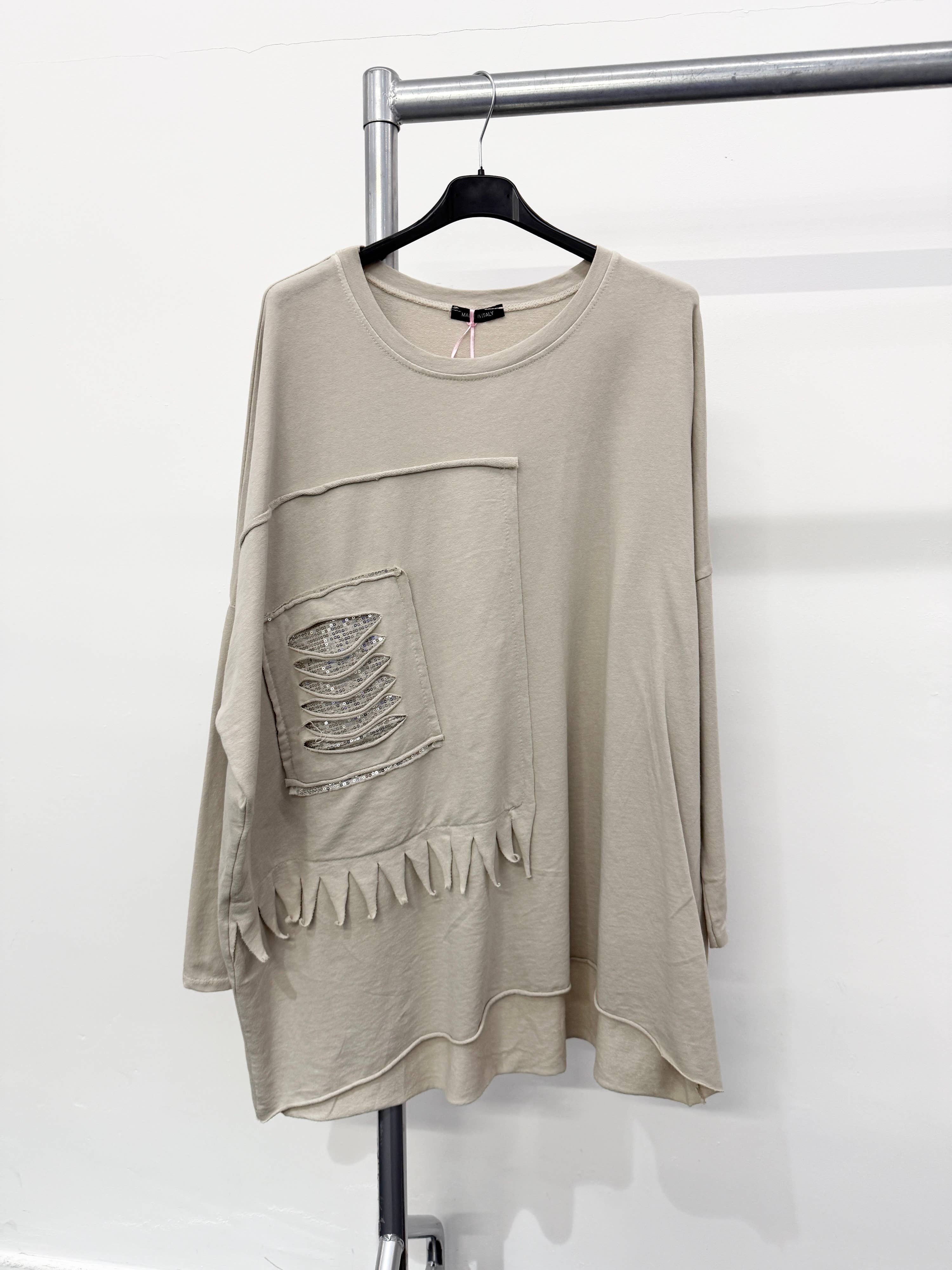 Lucy Sparks - Wholesale Tunic - Women's - Pure stretchy cotton plus size raw edged top with distressed2